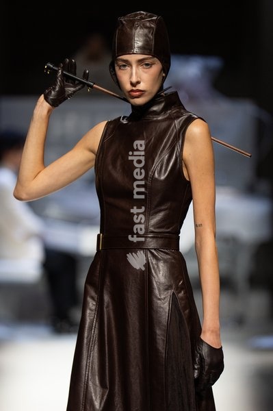 LONDON, ENGLAND - SEPTEMBER 19: A model walks the runway at the Hu Bing Selects: Urban Grace show during London Fashion Week 2026 on September 19, 2026 in London, England