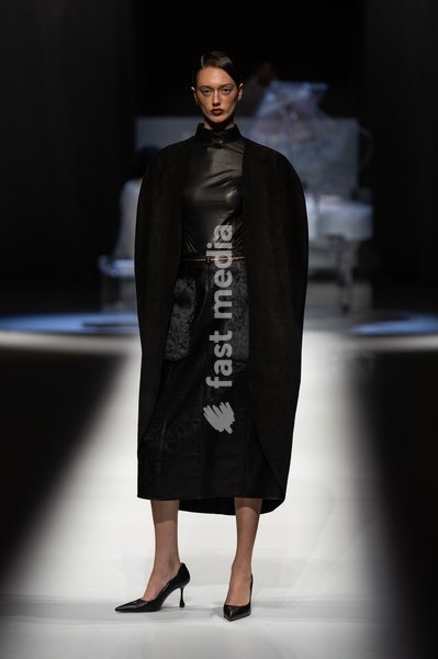 LONDON, ENGLAND - SEPTEMBER 19: A model walks the runway at the Hu Bing Selects: Urban Grace show during London Fashion Week 2026 on September 19, 2026 in London, England