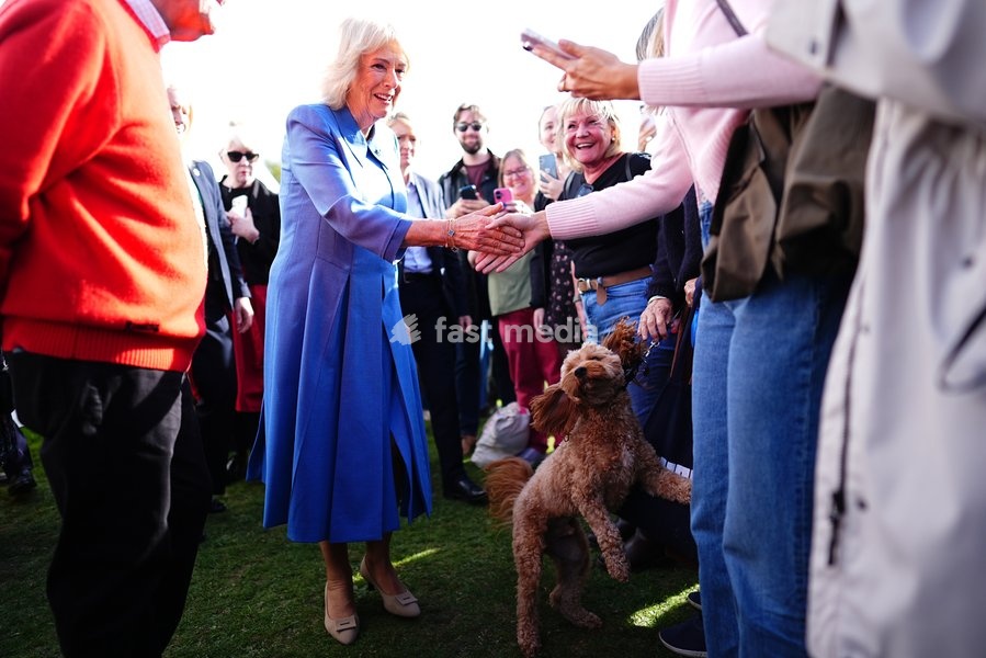 Queen Camilla meeting well-wishers during The Queen's Reading Room Festival at Chatsworth House, Bakewell. Picture date: Saturday September 19, 2026