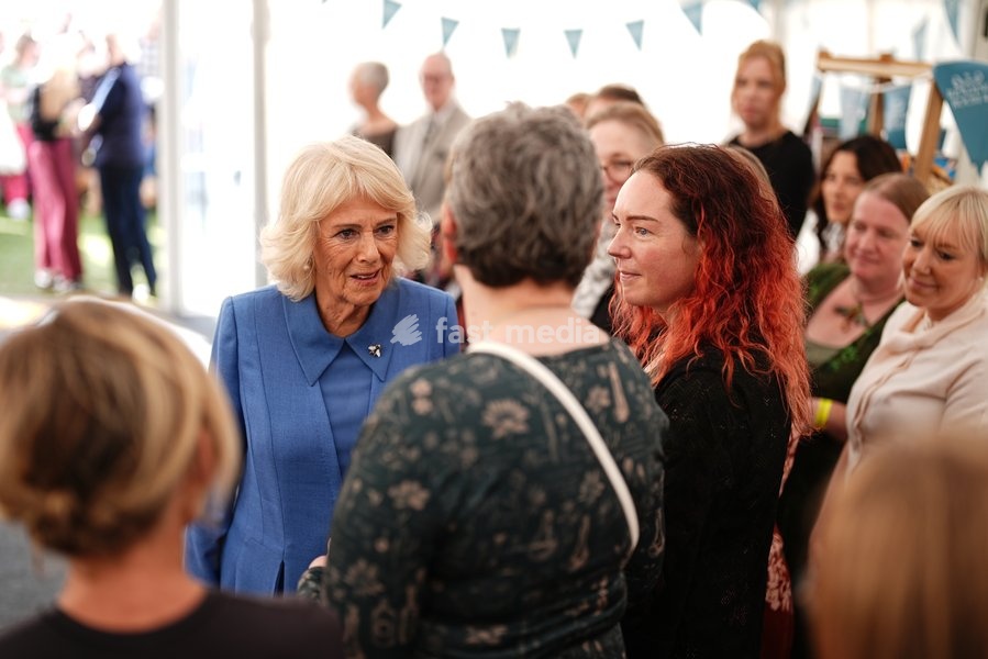 Queen Camilla meeting members of different book clubs during The Queen's Reading Room Festival at Chatsworth House, Bakewell. Picture date: Saturday September 19, 2026