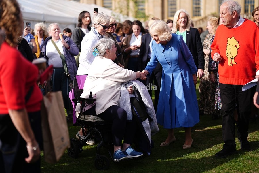 Queen Camilla meeting members of the public during The Queen's Reading Room Festival at Chatsworth House, Bakewell. Picture date: Saturday September 19, 2026