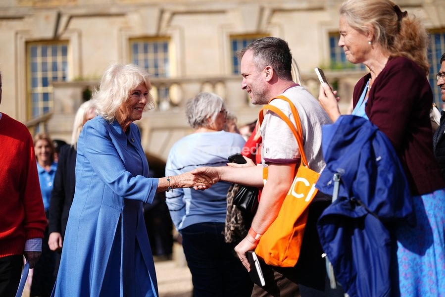 Queen Camilla meeting members of the public during The Queen's Reading Room Festival at Chatsworth House, Bakewell. Picture date: Saturday September 19, 2026