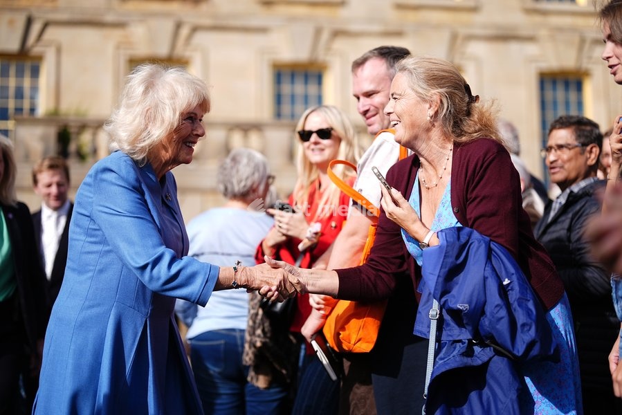 Queen Camilla meeting members of the public during The Queen's Reading Room Festival at Chatsworth House, Bakewell. Picture date: Saturday September 19, 2026