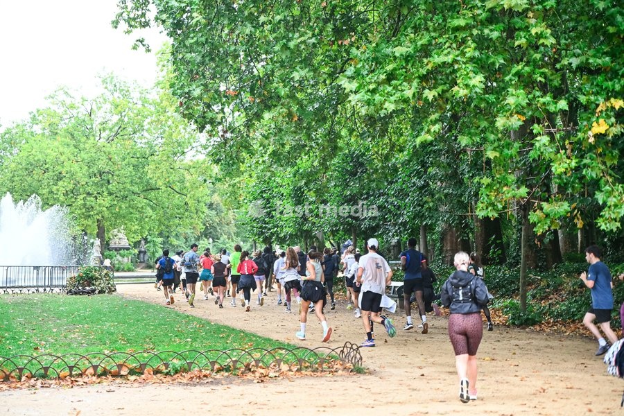 Runners pictured during a car free Sunday, in Brussels, Sunday 20 September 2026. Across the country, Brussels and cities in Flanders and the Walloon region hold Car Free Sunday during the 'Mobility Week' (Week van de mobiliteit - Semaine de la Mobilite) and organise activities to focus on other…