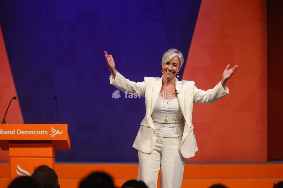 Liberal Democrat Treasury Spokesperson Daisy Cooper MP delivers her keynote speech at the Liberal Democrat Autumn Conference, Brighton, UK, on 20 September 2026. Cooper unveiled a 30-page plan titled Get Britain Growing Again, warning that economic growth is being held back by a computer says no…
