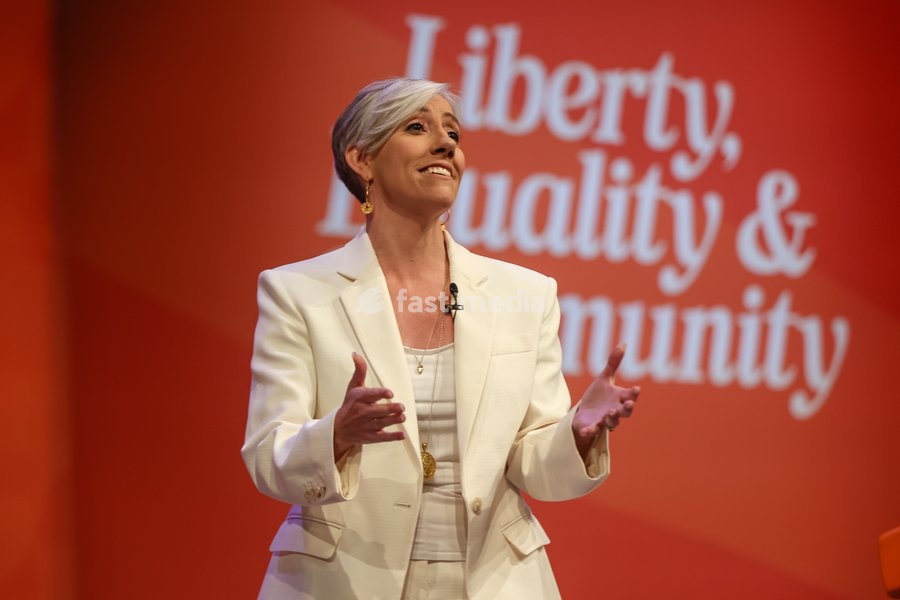 Liberal Democrat Treasury Spokesperson Daisy Cooper MP delivers her keynote speech at the Liberal Democrat Autumn Conference, Brighton, UK, on 20 September 2026. Cooper unveiled a 30-page plan titled Get Britain Growing Again, warning that economic growth is being held back by a computer says no…