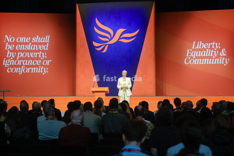 Liberal Democrat Treasury Spokesperson Daisy Cooper MP delivers her keynote speech at the Liberal Democrat Autumn Conference, Brighton, UK, on 20 September 2026. Cooper unveiled a 30-page plan titled Get Britain Growing Again, warning that economic growth is being held back by a computer says no…