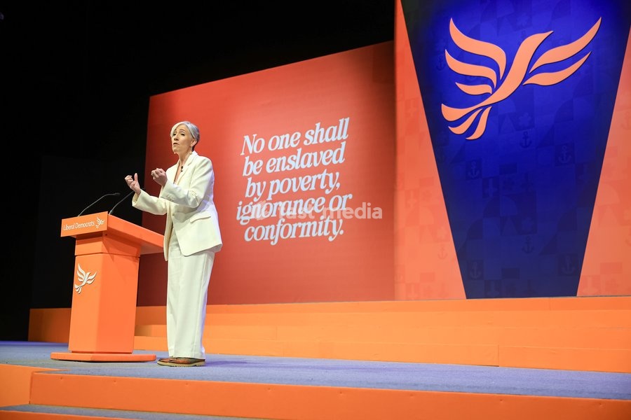 Liberal Democrat Treasury Spokesperson Daisy Cooper MP delivers her keynote speech at the Liberal Democrat Autumn Conference, Brighton, UK, on 20 September 2026. Cooper unveiled a 30-page plan titled Get Britain Growing Again, warning that economic growth is being held back by a computer says no…