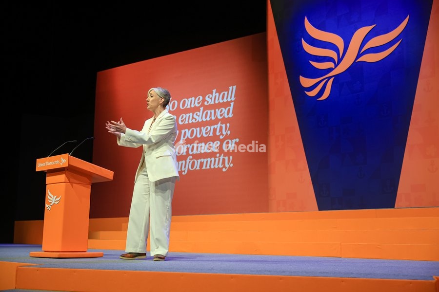 Liberal Democrat Treasury Spokesperson Daisy Cooper MP delivers her keynote speech at the Liberal Democrat Autumn Conference, Brighton, UK, on 20 September 2026. Cooper unveiled a 30-page plan titled Get Britain Growing Again, warning that economic growth is being held back by a computer says no…