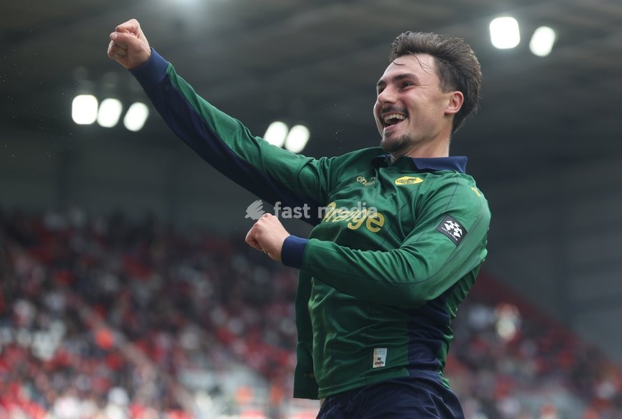 Union's Mateo Biondic celebrates after scoring during a soccer match between Royal Antwerp FC and Royale Union Saint-Gilloise, Sunday 20 September 2026 in Antwerp, on day 7 of the 2026-2027 'Jupiler Pro League' first division of the Belgian championship