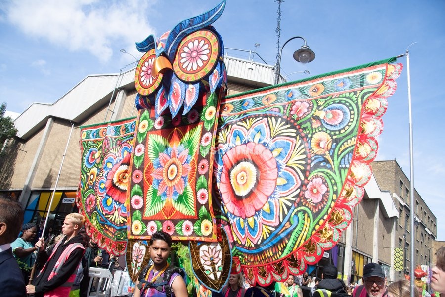Performers take part in a parade as part of the Annual Brick lane Festival 2026 in Brick Lane, London, England, UK on Sunday 20 September, 2026