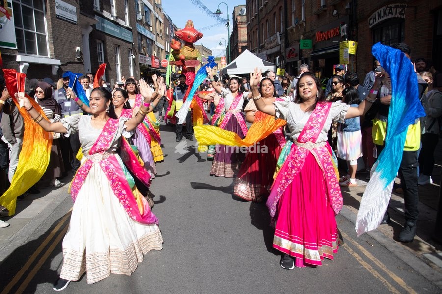 Performers take part in a parade as part of the Annual Brick lane Festival 2026 in Brick Lane, London, England, UK on Sunday 20 September, 2026