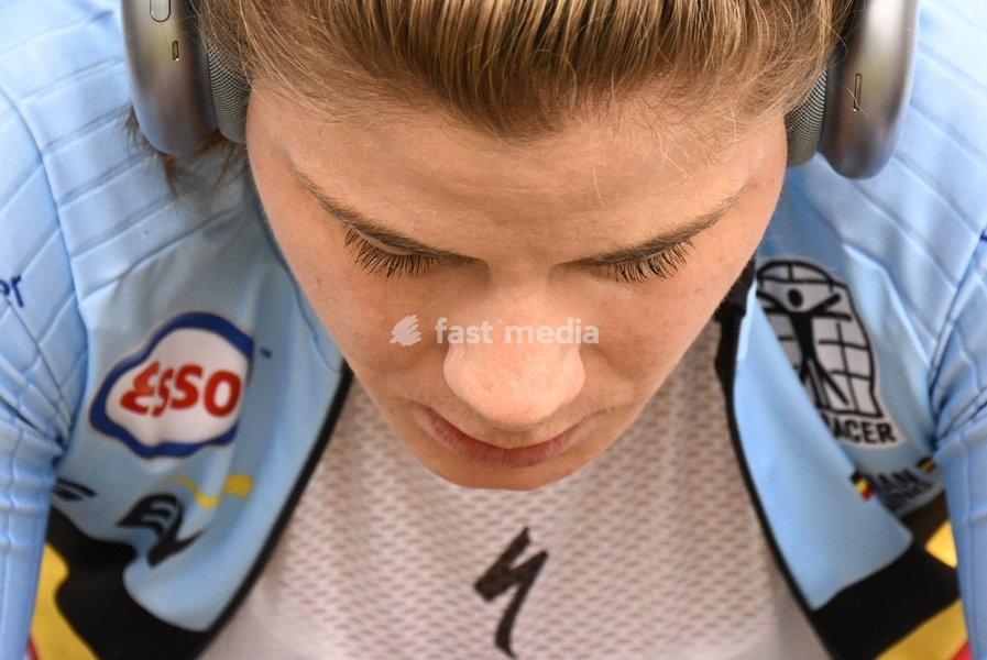 Belgium's Lotte Kopecky pictured at a warm-up ahead of the women's elite individual time trial race (39,2km) at the cycling UCI Road World Championship, in Montreal, Canada, Sunday 20 September 2026