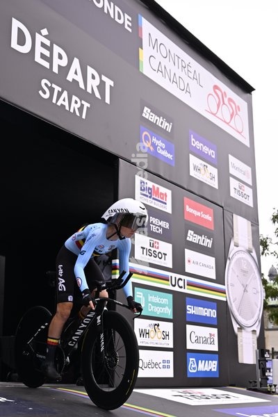 Belgian Lotte Claes pictured at the women's elite individual time trial race (39,2km) at the cycling UCI Road World Championship, in Montreal, Canada, Sunday 20 September 2026