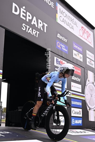Belgian Lotte Claes pictured at the women's elite individual time trial race (39,2km) at the cycling UCI Road World Championship, in Montreal, Canada, Sunday 20 September 2026
