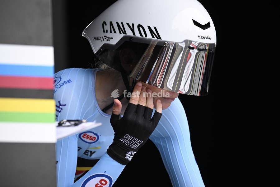 Belgian Lotte Claes pictured at the women's elite individual time trial race (39,2km) at the cycling UCI Road World Championship, in Montreal, Canada, Sunday 20 September 2026