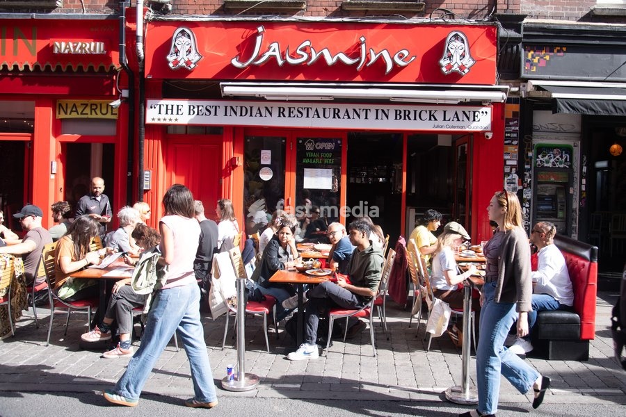 A general view of people eating out at the Annual Brick lane Festival 2026 in Brick Lane, London, England, UK on Sunday 20 September, 2026