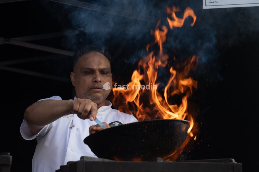 Chef Atik Rahman makes gunpowder curry at the Annual Brick lane Festival 2026 in Brick Lane, London, England, UK on Sunday 20 September, 2026