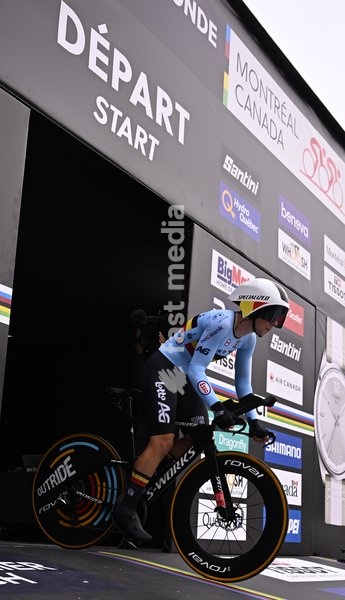 Belgium's Lotte Kopecky pictured at the start of the women's elite individual time trial race (39,2km) at the cycling UCI Road World Championship, in Montreal, Canada, Sunday 20 September 2026