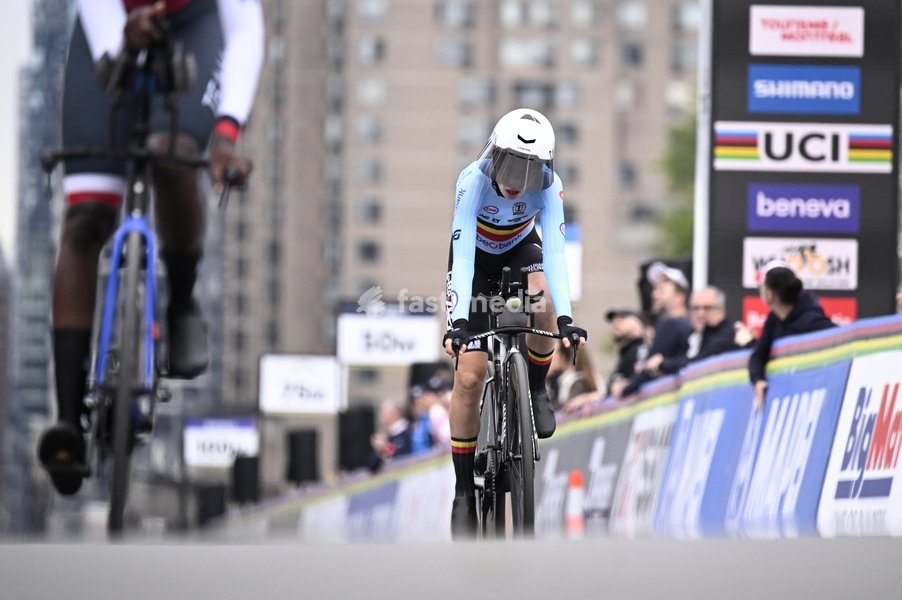 Belgian Lotte Claes pictured during the women's elite individual time trial race (39,2km) at the cycling UCI Road World Championship, in Montreal, Canada, Sunday 20 September 2026