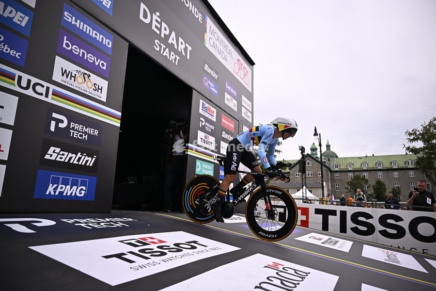Belgium's Lotte Kopecky pictured at the start of the women's elite individual time trial race (39,2km) at the cycling UCI Road World Championship, in Montreal, Canada, Sunday 20 September 2026