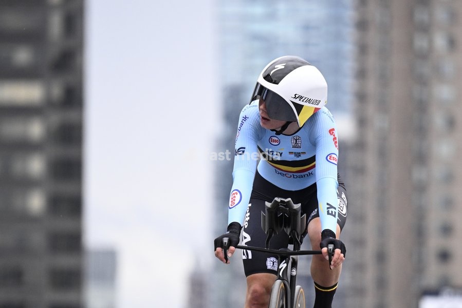 Belgium's Lotte Kopecky pictured in action at the women's elite individual time trial race (39,2km) at the cycling UCI Road World Championship, in Montreal, Canada, Sunday 20 September 2026