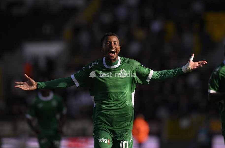 Virton's Paul Wade celebrates after scoring during a soccer match between KSC Lokeren and Royal Excelsior Virton, Sunday 20 September 2026 in Lokeren, on day 6 of the 2026-2027 'Challenger Pro League' 1B second division of the Belgian championship