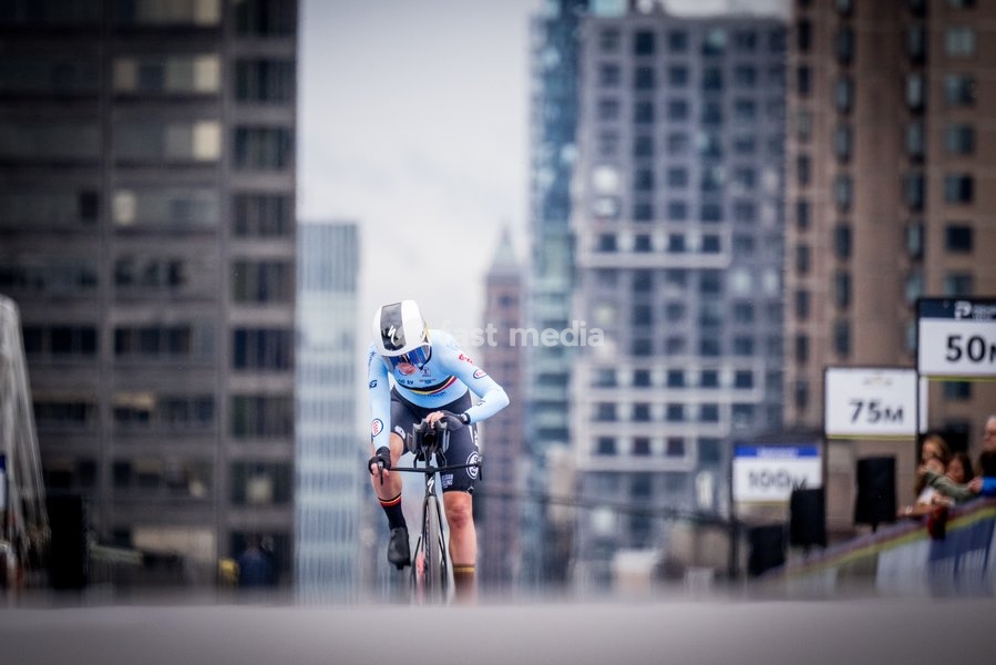 Belgium's Lotte Kopecky pictured in action during the women's elite individual time trial race (39,2km) at the cycling UCI Road World Championship, in Montreal, Canada, Sunday 20 September 2026