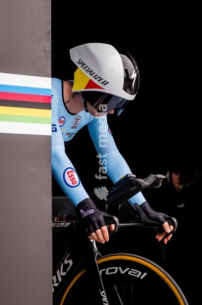 Belgium's Lotte Kopecky pictured in action during the women's elite individual time trial race (39,2km) at the cycling UCI Road World Championship, in Montreal, Canada, Sunday 20 September 2026