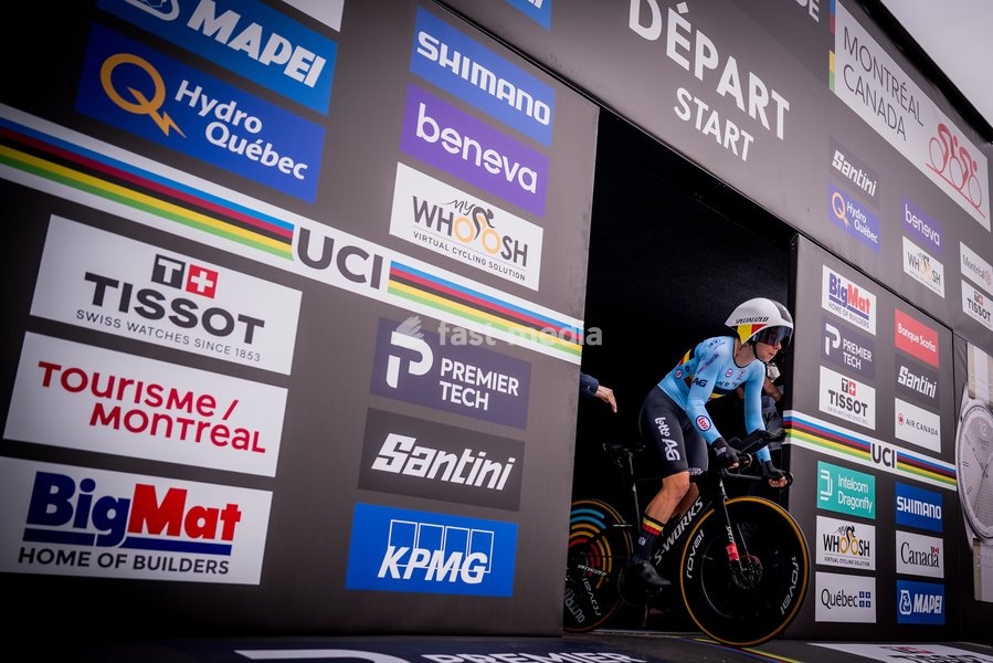 Belgium's Lotte Kopecky pictured in action during the women's elite individual time trial race (39,2km) at the cycling UCI Road World Championship, in Montreal, Canada, Sunday 20 September 2026