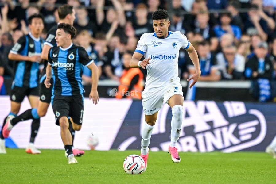 Genk's Kevin Amaro is pictured in action during a soccer match between Club Brugge KV and KRC Genk, Sunday 20 September 2026 in Brugge, on day 7 of the 2026-2027 'Jupiler Pro League' first division of the Belgian championship