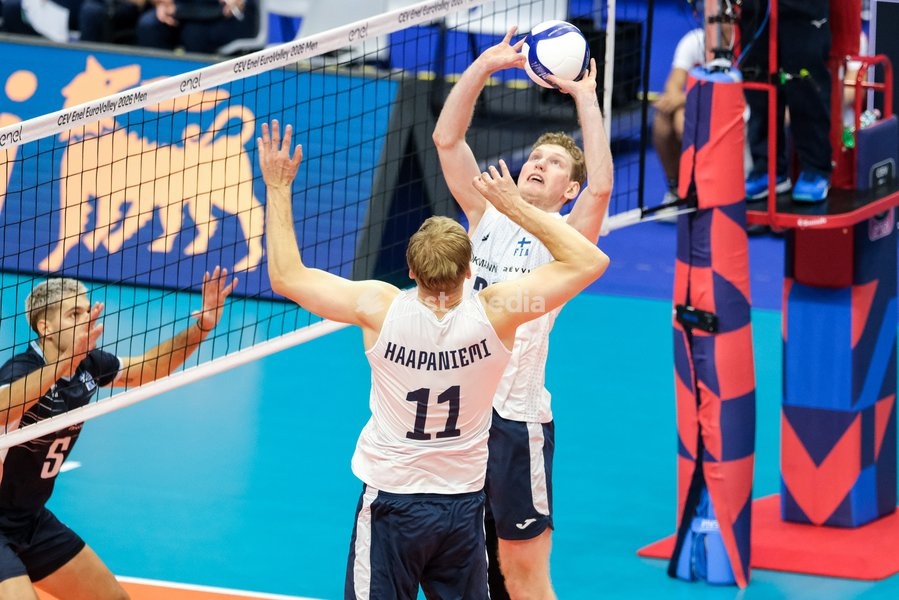 Fedor Ivanov of the Finland during the Finland vs Greece match at Final Eight of the CEV Enel EuroVolley 2026 Men at PalaVela in Turin, Italy, on September 20, 2026. Finland wins against Greece with a score 3-2