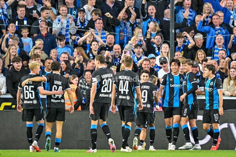 Club's players celebrates after scoring during a soccer match between Club Brugge KV and KRC Genk, Sunday 20 September 2026 in Brugge, on day 7 of the 2026-2027 'Jupiler Pro League' first division of the Belgian championship