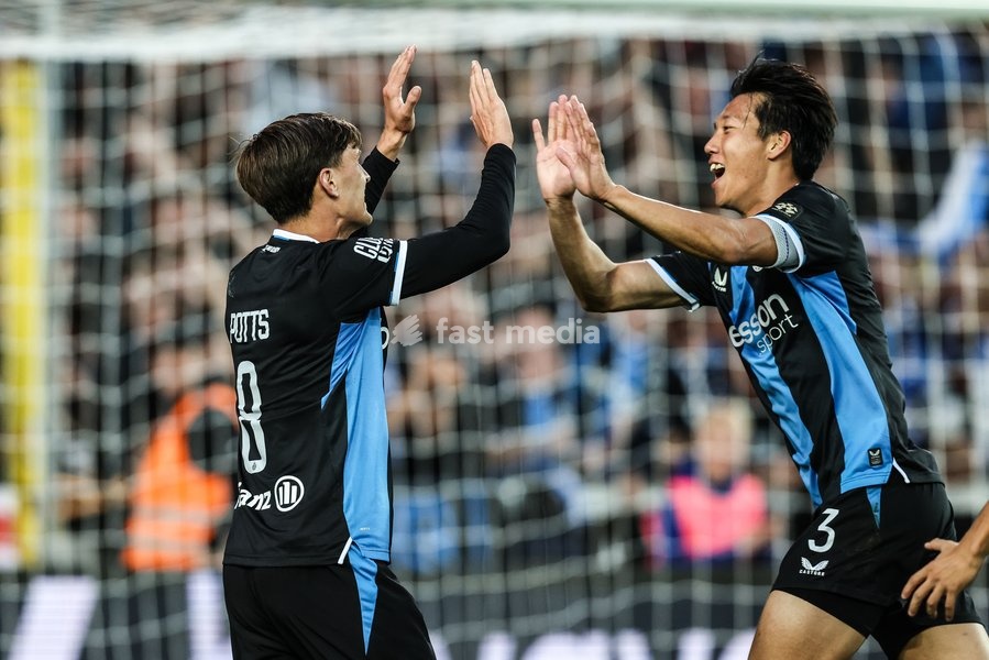 Club's Lee Hanbeom celebrates after scoring during a soccer match between Club Brugge KV and KRC Genk, Sunday 20 September 2026 in Brugge, on day 7 of the 2026-2027 'Jupiler Pro League' first division of the Belgian championship