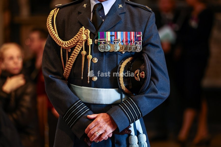 A member of the Royal Air Force attends a 'Service of Thanksgiving and Rededication' to mark the 86th anniversary of Battle of Britain, at Westminster Abbey in central London on September 20, 2026