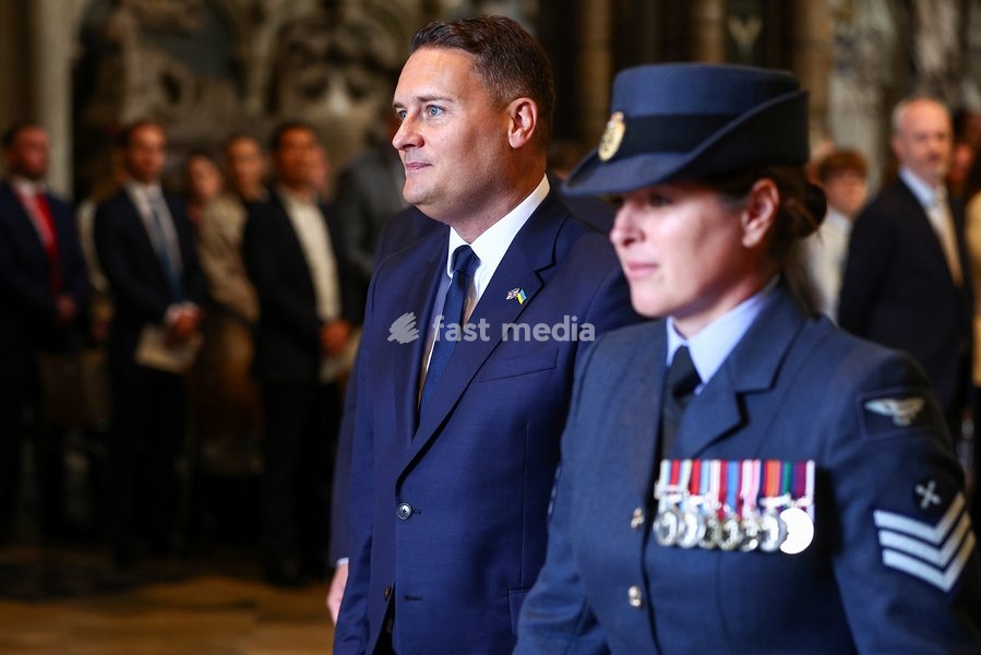Britain's Defence Secretary Wes Streeting (L) attends a 'Service of Thanksgiving and Rededication' to mark the 86th anniversary of Battle of Britain, at Westminster Abbey in central London on September 20, 2026