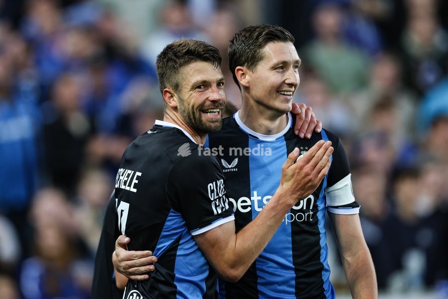Club's Brandon Mechele celebrates after scoring during a soccer match between Club Brugge KV and KRC Genk, Sunday 20 September 2026 in Brugge, on day 7 of the 2026-2027 'Jupiler Pro League' first division of the Belgian championship
