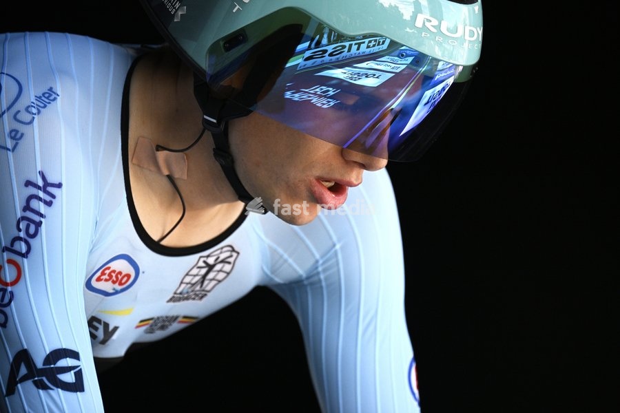 Belgium's Alec Segaert pictured at the start of the men's elite individual time trial race (39,2km) at the cycling UCI Road World Championship, in Montreal, Canada, Sunday 20 September 2026