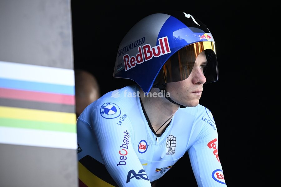 Belgium's Remco Evenepoel pictured at the start of the men's elite individual time trial race (39,2km) at the cycling UCI Road World Championship, in Montreal, Canada, Sunday 20 September 2026