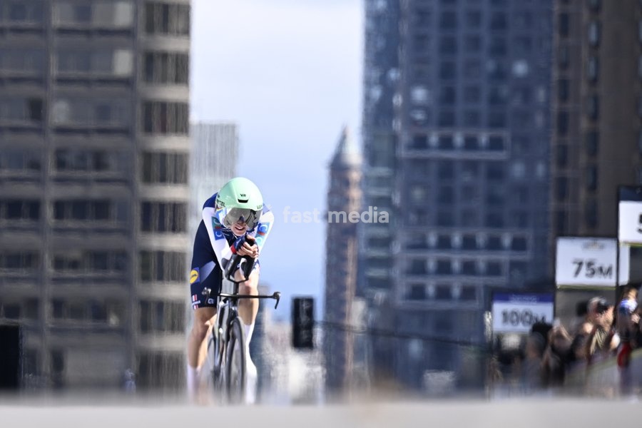 France's Paul Seixas pictured in action during the men's elite individual time trial race (39,2km) at the cycling UCI Road World Championship, in Montreal, Canada, Sunday 20 September 2026