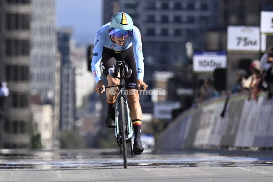 Belgium's Alec Segaert pictured in action during the men's elite individual time trial race (39,2km) at the cycling UCI Road World Championship, in Montreal, Canada, Sunday 20 September 2026