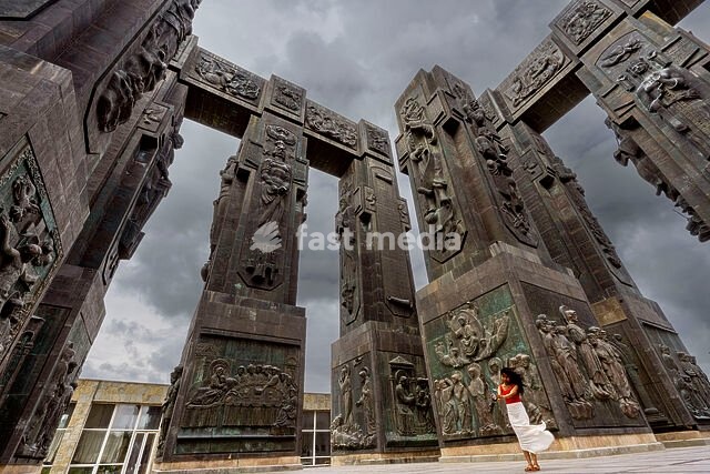 The Chronicles of Georgia monument, inaugurated in 1985 during the late Soviet era, features a Brutalist/monumental style, Tbilisi, Georgia