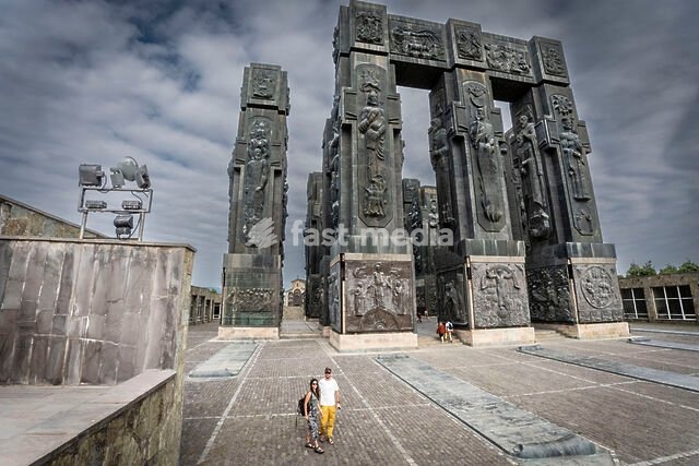 The Chronicles of Georgia, inaugurated in 1985 during the late Soviet era, features a Brutalist/monumental style, Tbilisi, Georgia, Asia