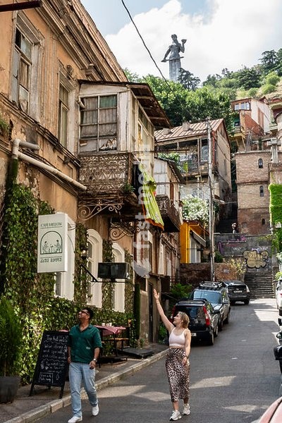 couple strolling through the historic center, Tbilisi, Georgia, Asia