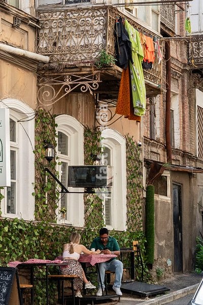 couple strolling through the historic center, Tbilisi, Georgia, Asia