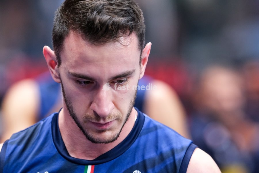 Fabio Balaso of the Italy during the Italy vs Denmark match at Final Eight of the CEV Enel EuroVolley 2026 Men at PalaVela in Turin, Italy, on September 20, 2026. Italy wins the match against Denmark with a score 3-0