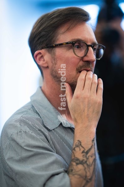 Designer Rory William Docherty backstage at the Rory William Docherty Catwalk Show 2026 on September 20, 2026 in London, England