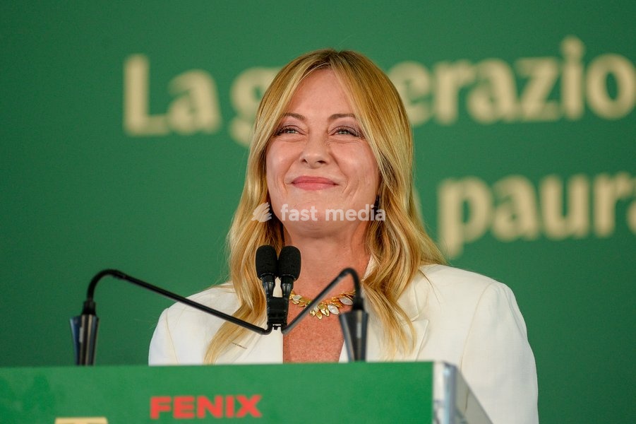 Italy, Rome, 20 September, 2026 : Fenix, meeting of 'Gioventu' Nazionale', youth organization of Fratelli d'Italia. Pictured : Premier Giorgfia Meloni