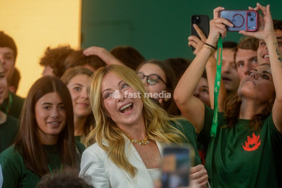 Italy, Rome, 20 September, 2026 : Fenix, meeting of 'Gioventu' Nazionale', youth organization of Fratelli d'Italia. Pictured : Premier Giorgfia Meloni