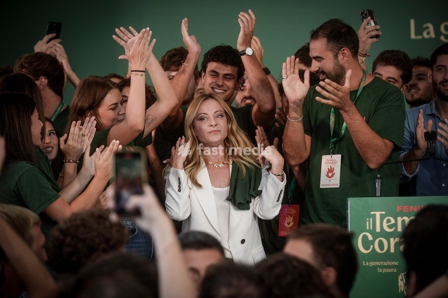 Italy, Rome, 20 September, 2026 : Fenix, meeting of 'Gioventu' Nazionale', youth organization of Fratelli d'Italia. Pictured : Premier Giorgfia Meloni